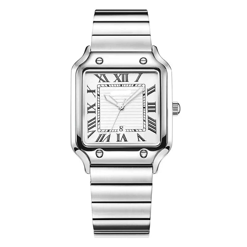 Relógio Masculino Quadrado Vintage Santos Aço 34mm